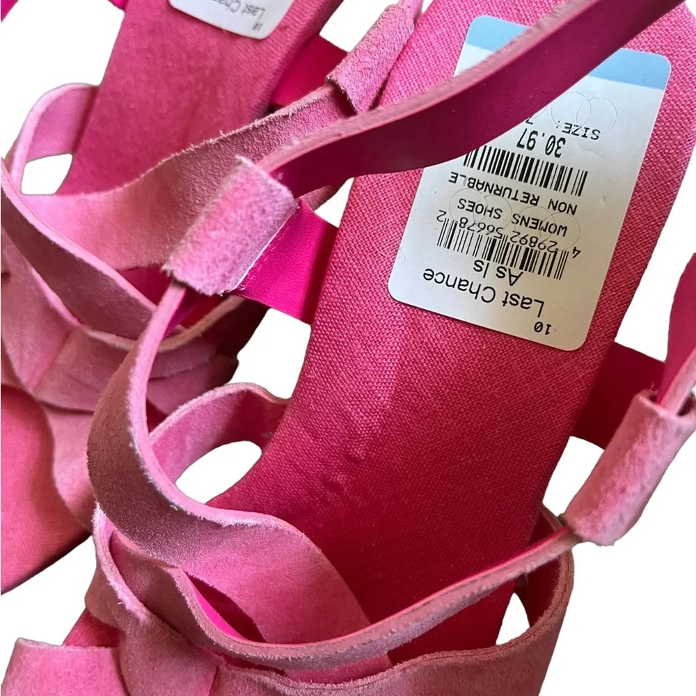 Cole Haan Womens Size 7.5B Pink W25389 Platform Rope Wedge Heels New With Scuffs
